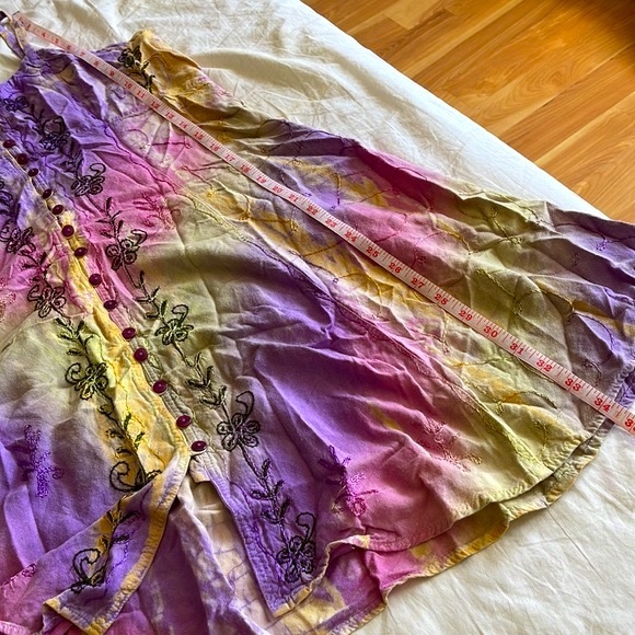 Henna tie dye Spaghetti Strap Embroidered Dress-OS - Picture 12 of 16